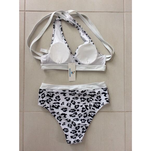 Beachsissi Swimwear Bikini Set Multicolor Print High Waist Swimsuit - Picture 6 of 8